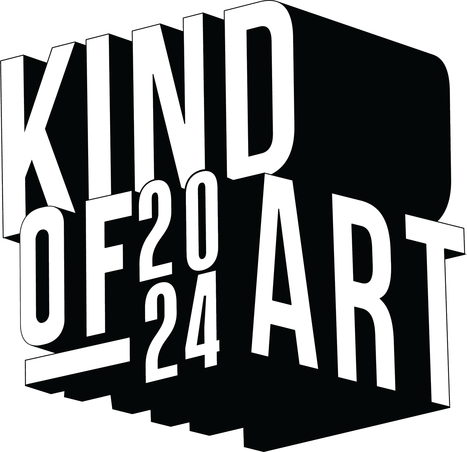 KIND OF ART 2024 festival logo in bold black and white 3D lettering